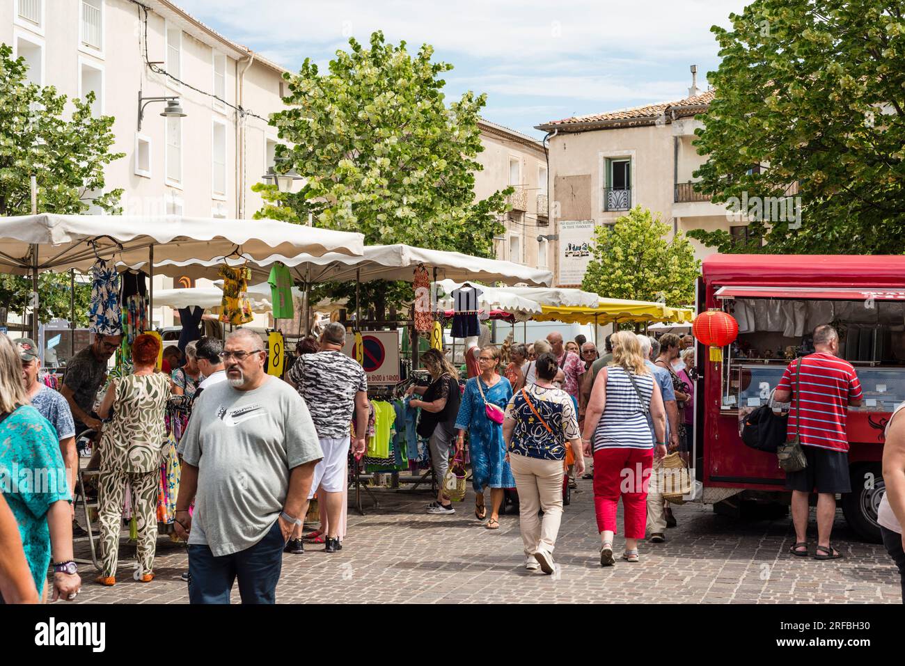 Street market, Marseillan, Herault, Occitanie, France Stock Photo