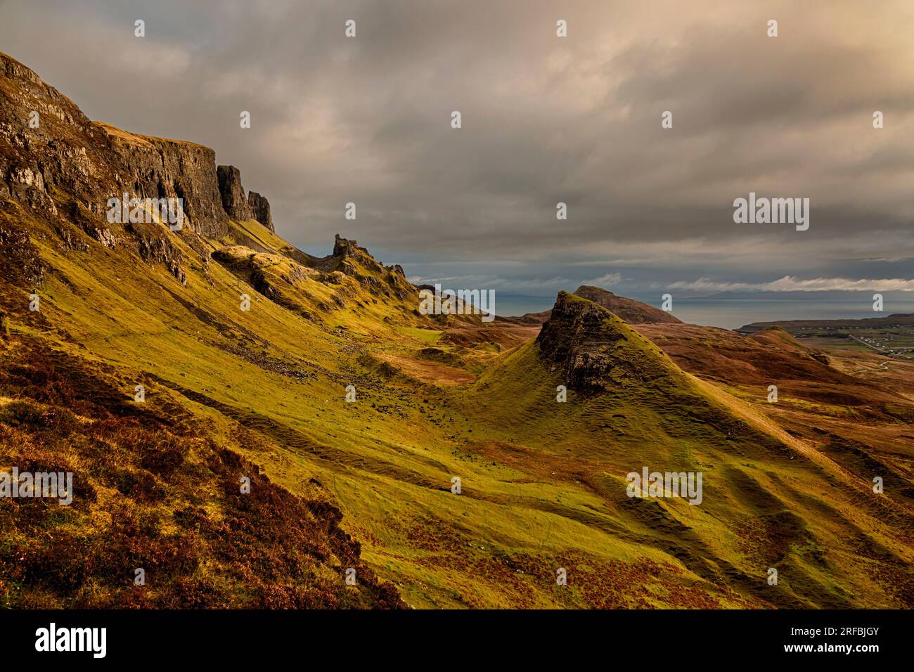Trotternish mountain ridge from the Quiraing, Isle of Skye, Scotland Stock Photo