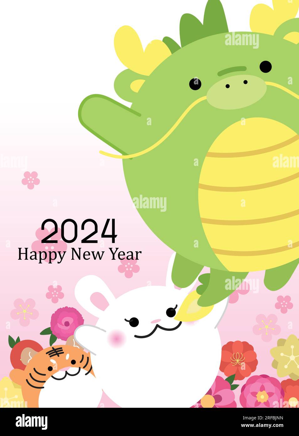 Flying zodiac dragon chinese new year cute card. Zodiac animals with