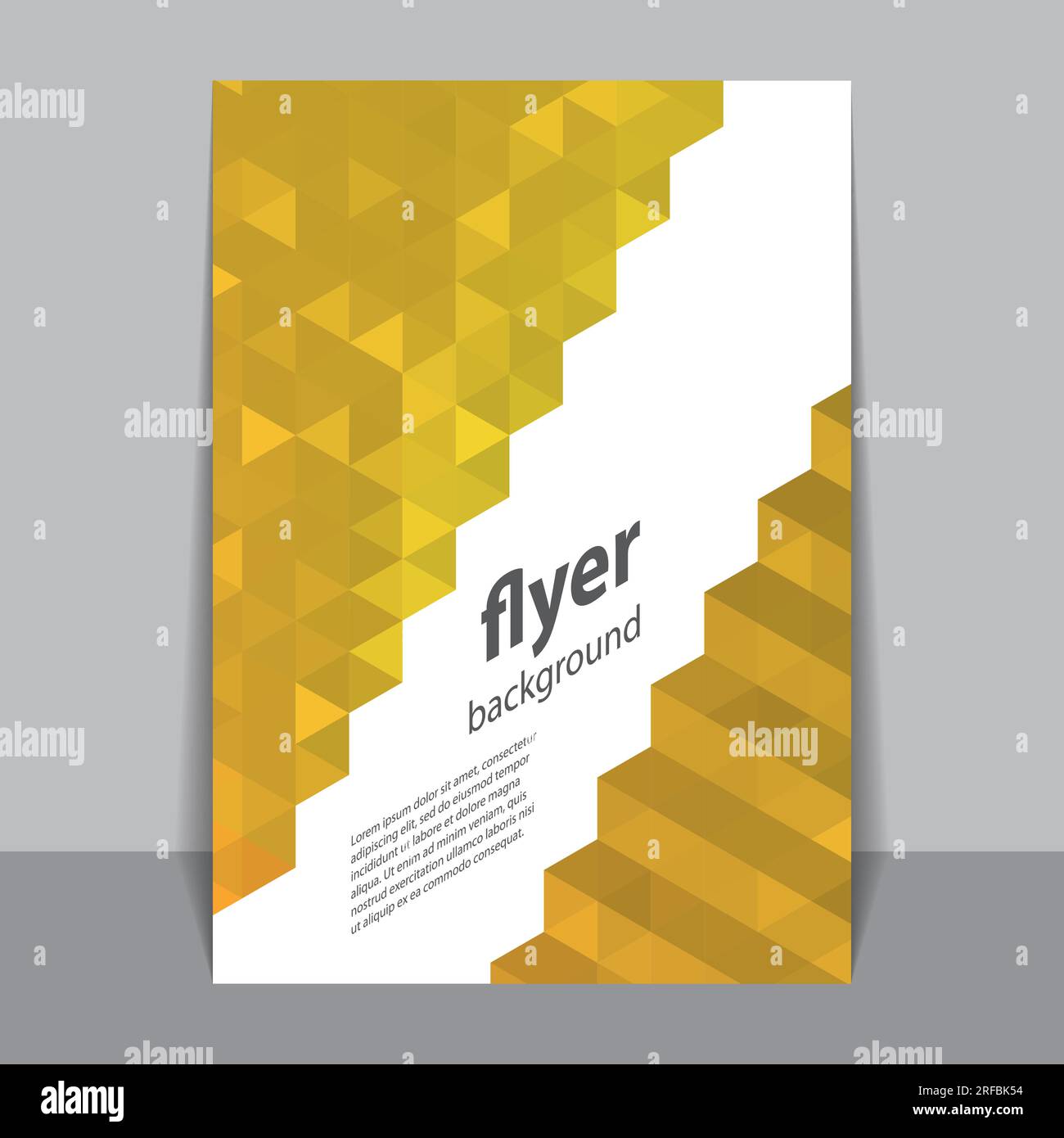 Flyer or Cover Design with Triangle Mosaic Pattern - Mustard Yellow Stock Vector