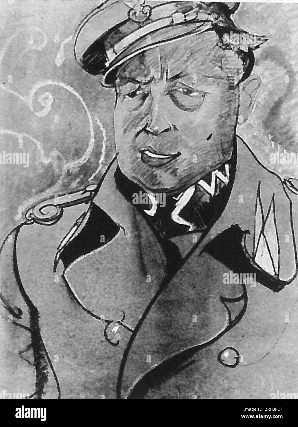 Portrait of Janusz Beaurain as a lieutenant 16 June 1919 by Stanisław Ignacy Witkiewicz Stock Photo