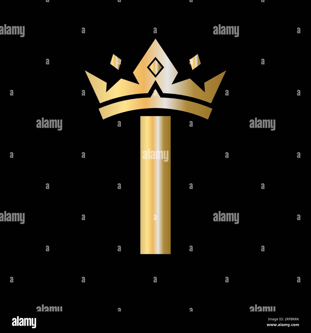 Letter I Crown Logo. Crown Logo on Letter I Vector Template for Beauty, Fashion, Star, Elegant, Luxury Sign Stock Vector