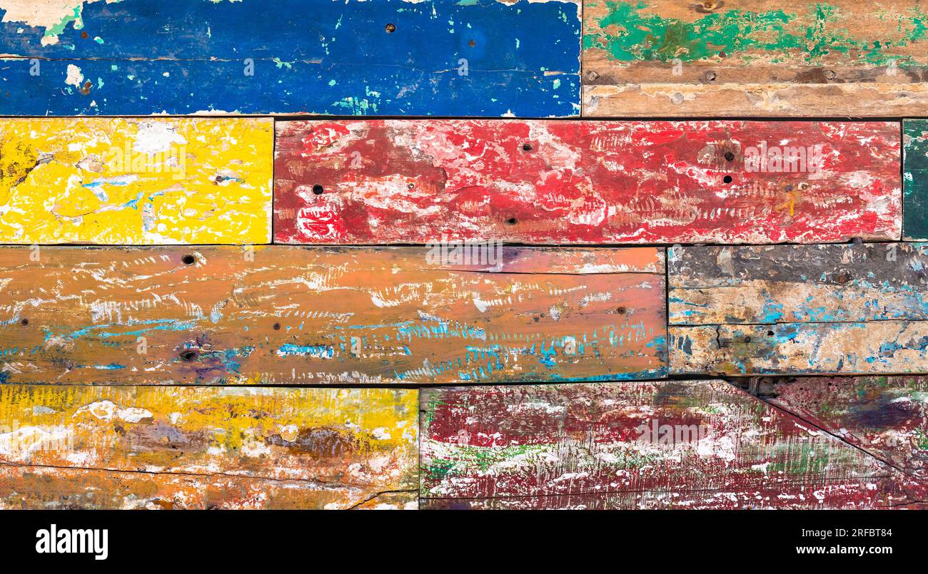 Old multicolour wooden background, perfect textured pattern. Stock Photo