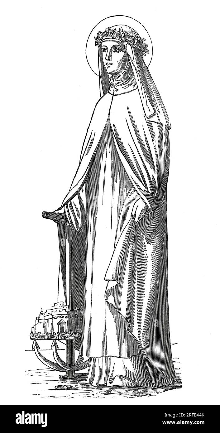 Portrait of St Rose of Lima (Isabel Flores de Oliva). Engraving from Lives of the Saints by Sabin Baring-Gould. Stock Photo