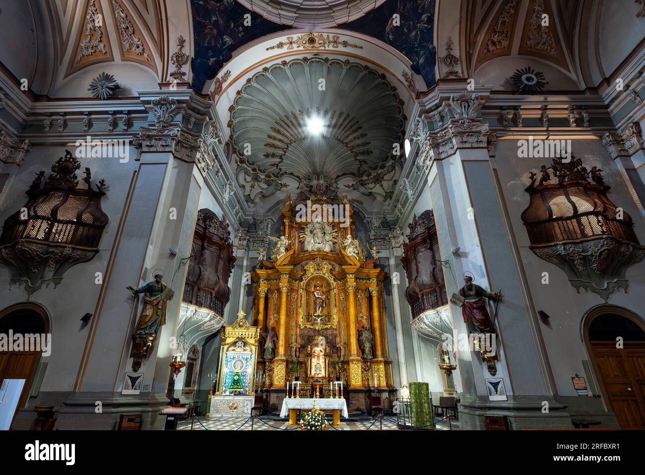 Inside the Church of San Juan el Real, old town of Calatayud, province of Zaragoza, Spain. These Baroque church was built in the 17th and 18th centuri Stock Photo