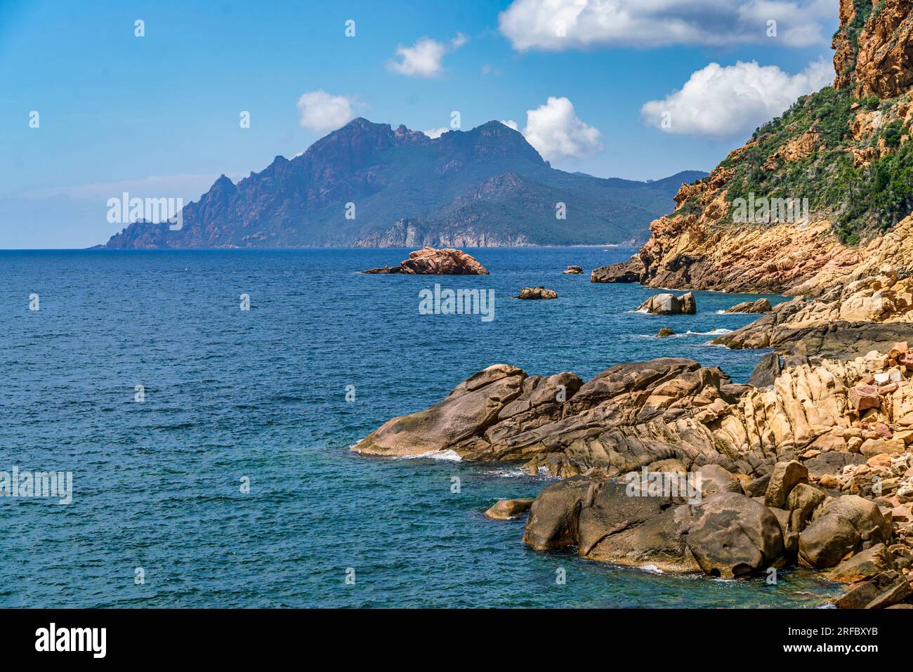 Küstenlandschaft bei Porto, Felsen, Mittelmeer, Korsika, Frankreich, Europa Stock Photo