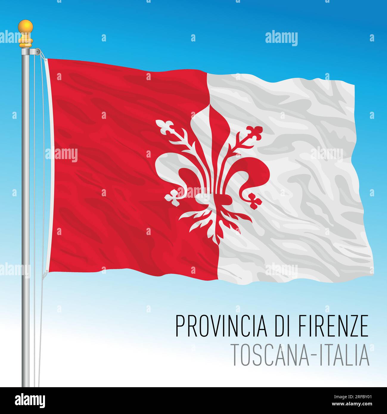 Province of Florence flag waving, Tuscany, Italy, vector illustration Stock Vector