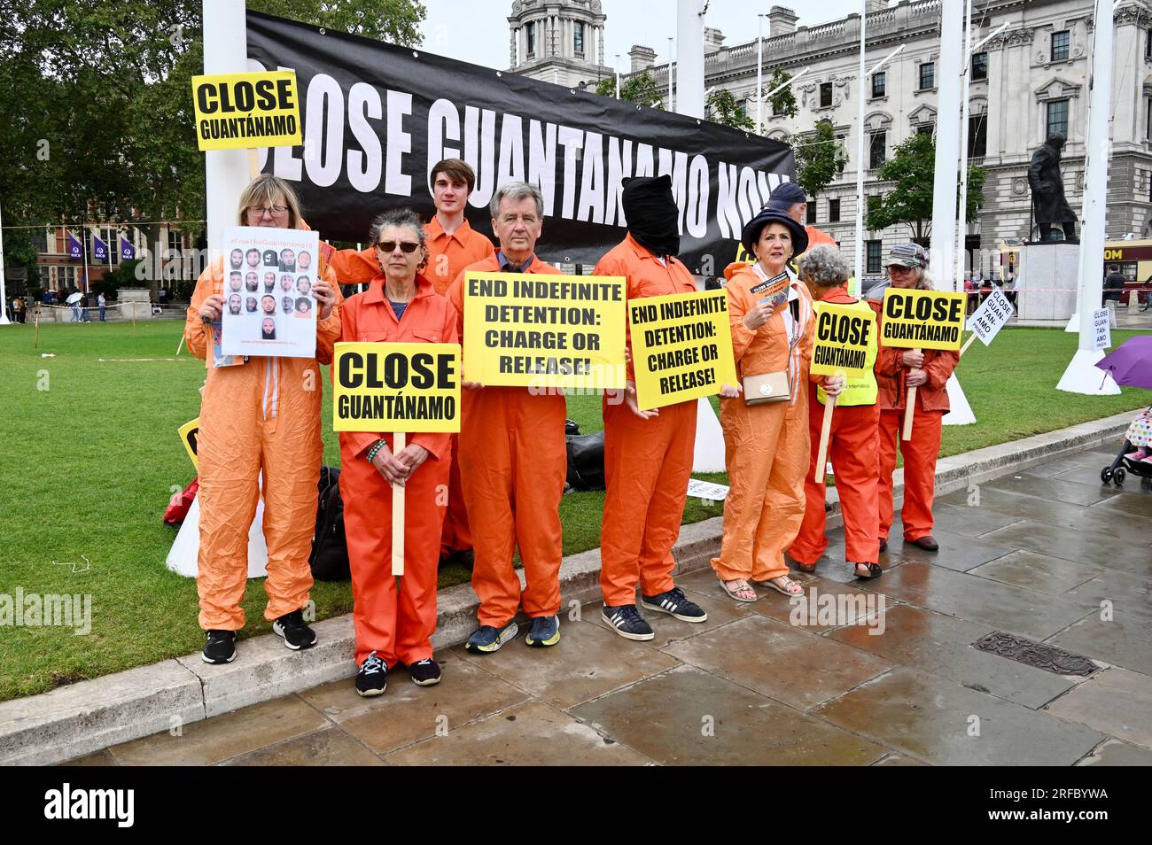 London, UK. Activists from the UK Guantanamo Network gathered opposite the Houses of Parliament to call for an end to 21 years of injustice and for the immediate closure of Guantanamo. Credit: michael melia/Alamy Live News Stock Photo