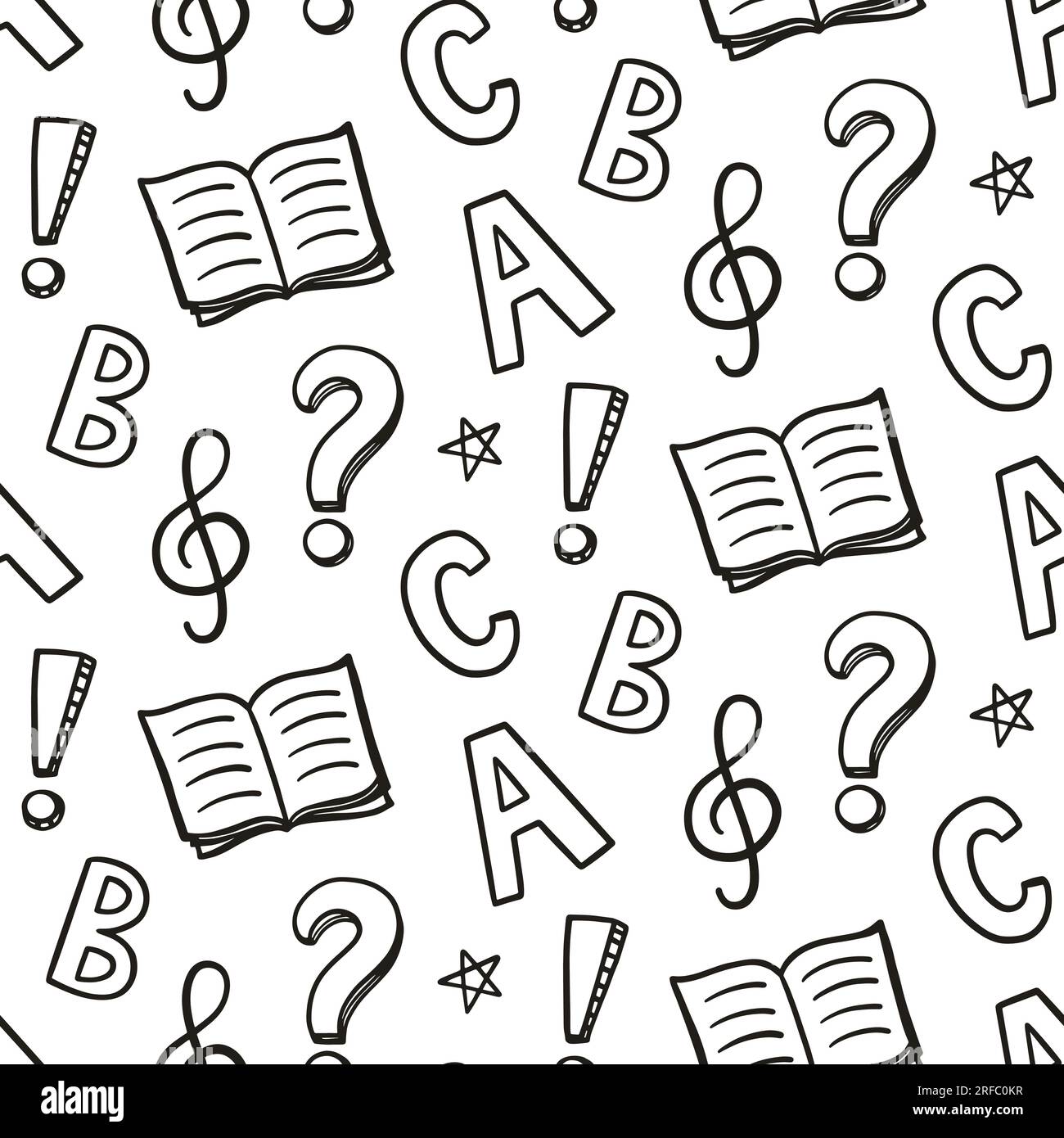 School supplies hand drawn doodle seamless pattern Stock Vector