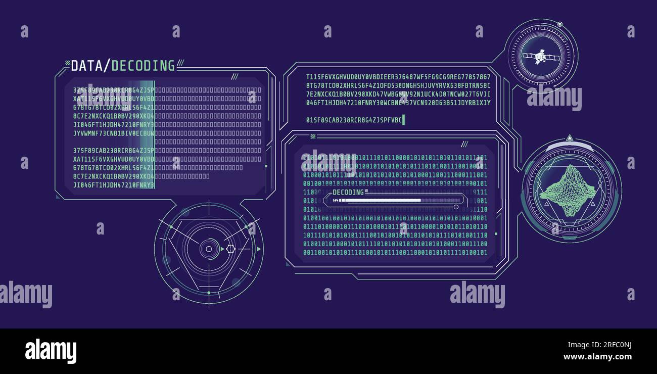 Interface for decoding satellite data about an object Stock Vector ...