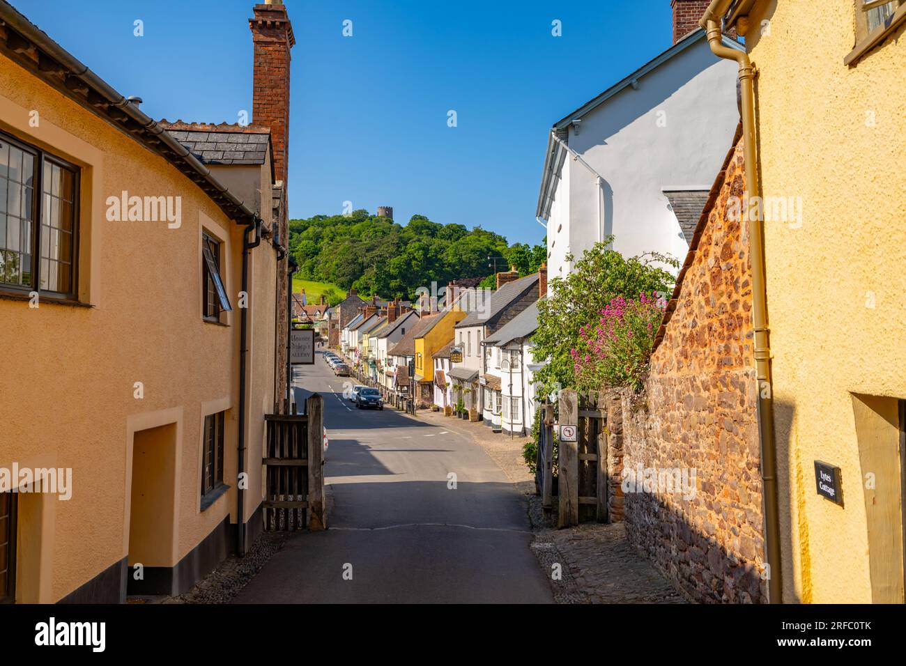 Looking Down Castle St towards the High St, Dunster, Somerset Stock Photo