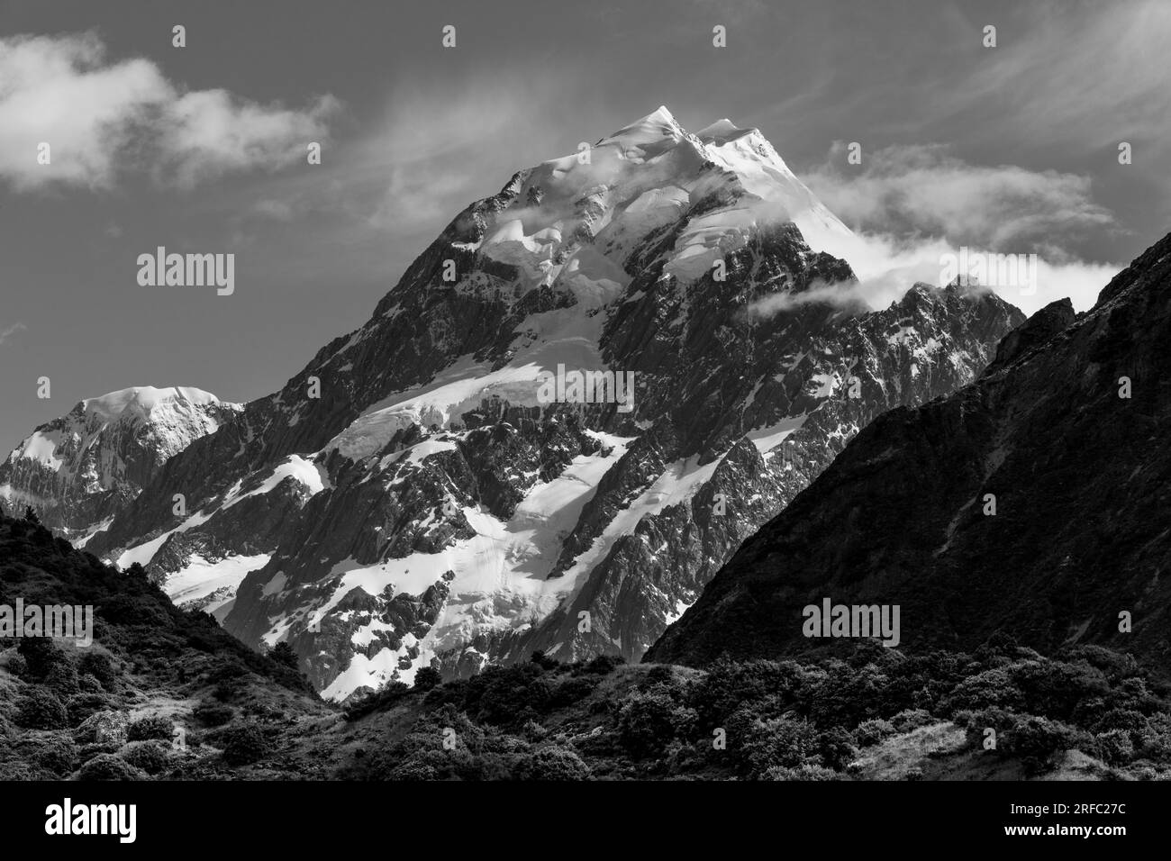The beautiful summit peak of Aoraki / Mount Cook Region of South Island