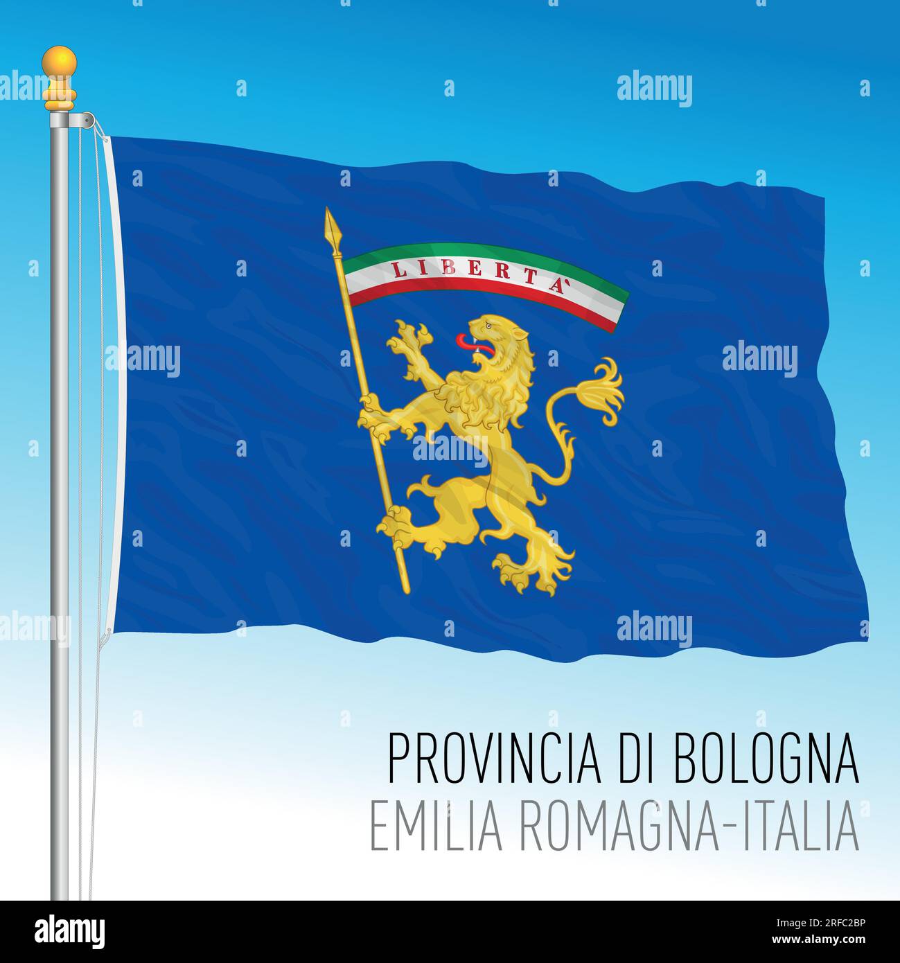 Province of Bologna flag waving, Emilia Romagna, Italy, vector