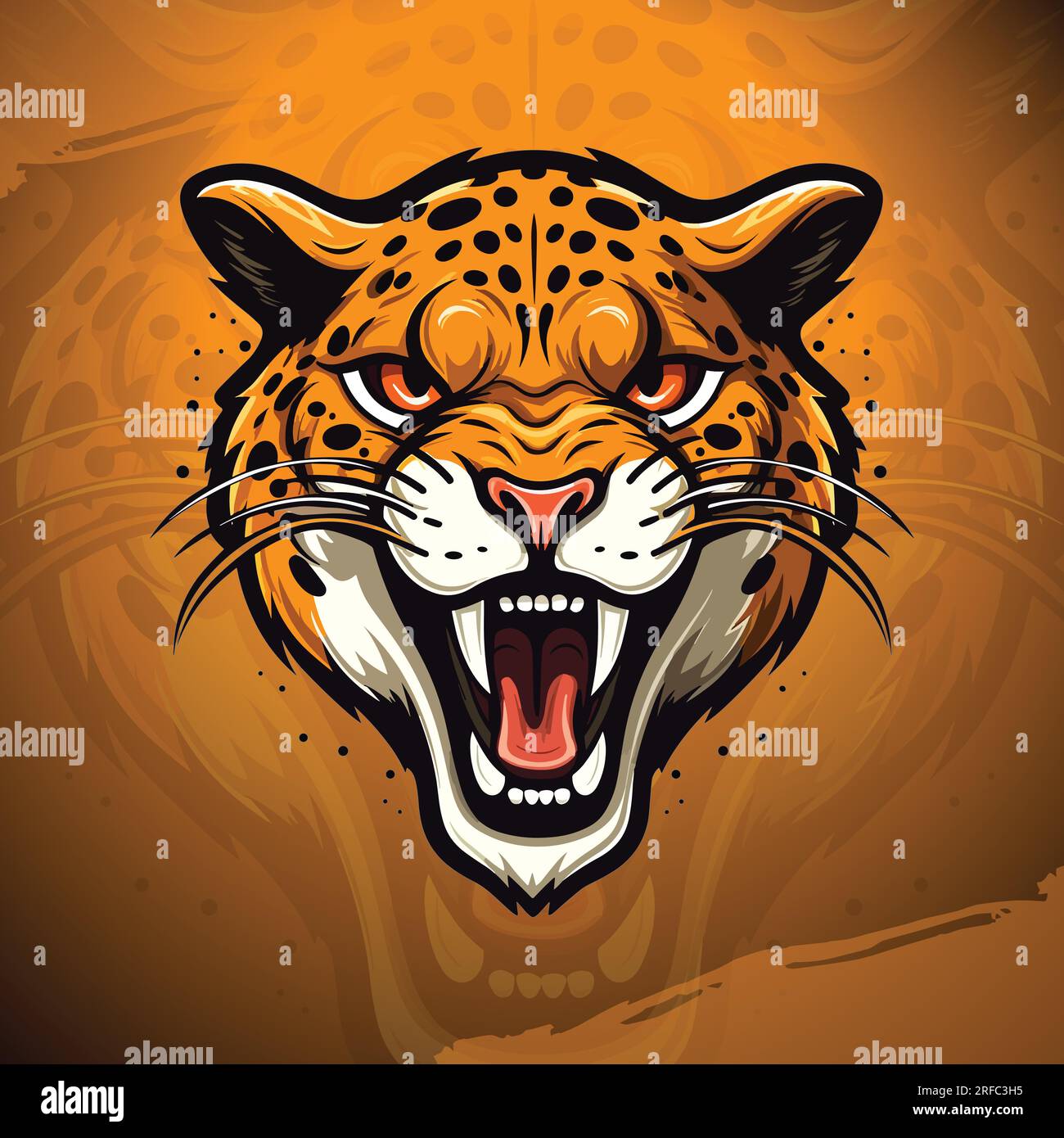 Powerful Cheetah Mascot TShirt Print Vector Logo Concept for
