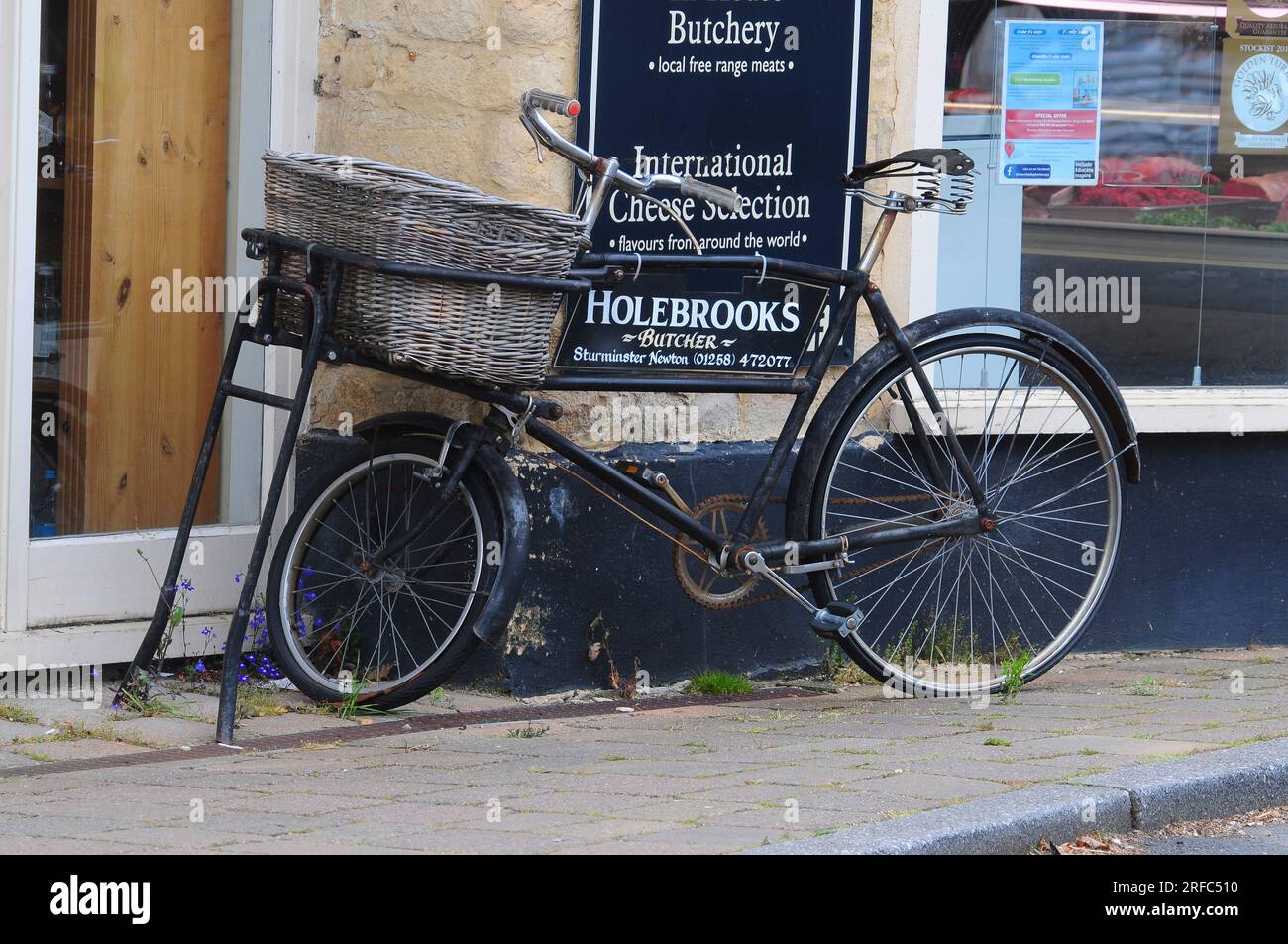Butcher's bicycle in Sturminster Newton, Dorset, UK Stock Photo Alamy