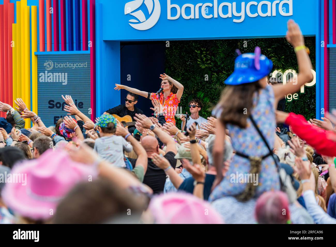 Henham Park, Suffolk, UK. 23 Jul 2023. Sophie Ellis-Bextor plays a secret  accoustic set on teh small Barclycard stage in the Village - The 2023  Latitude Festival, Henham Park. Credit: Guy BellAlamy