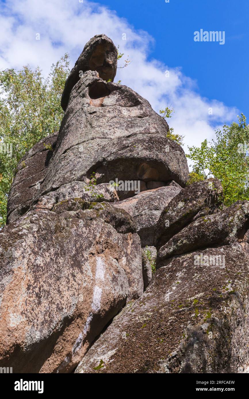 Russia Rocks Rocks of the Tserkovka Mount. Belokurikha, Altai Krai, Russia. Vertical ...