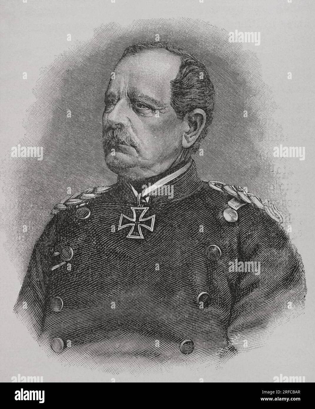 August von Werder (1808-1888). Prussian general. Portrait. Engraving. "Historia de la Guerra Franco-Alemana de 1870-1871 Published in Barcelona, 1891. Stock Photo