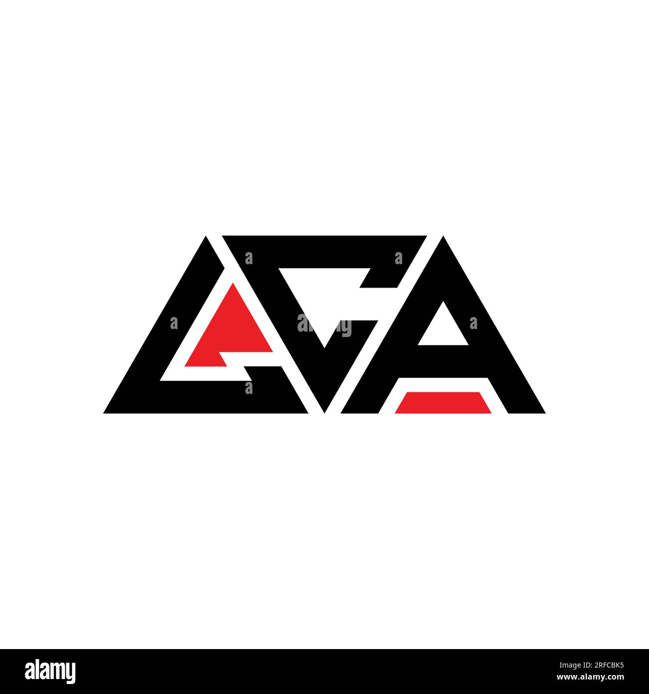 LCA triangle letter logo design with triangle shape. LCA triangle logo design monogram. LCA triangle vector logo template with red color. LCA triangul Stock Vector