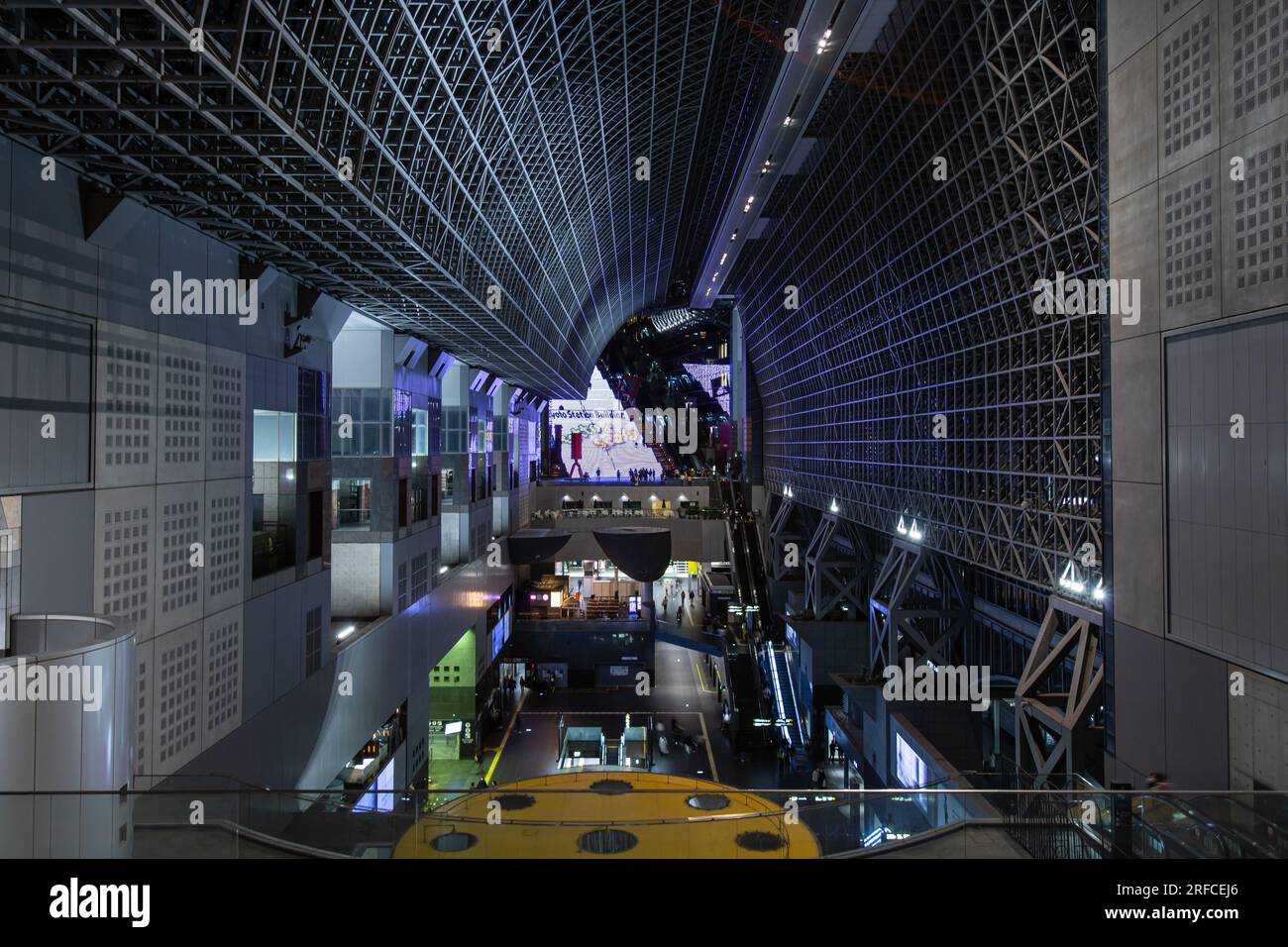 Inside of Kyoto Station at night. Kyoto Station (Kyoto Eki), a major