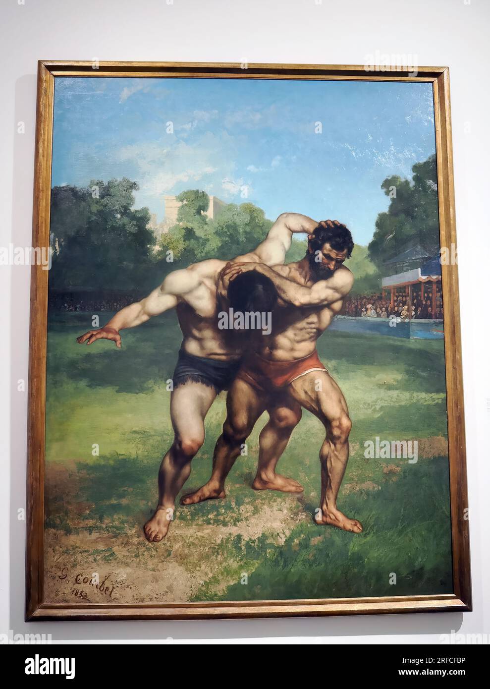 Gustave Courbet - Wrestlers (1853), Museum of Fine Arts, Museum der Schönen Künste, Szépmuvészeti Múzeum, Heroes' Square, Budapest, Hungary Stock Photo