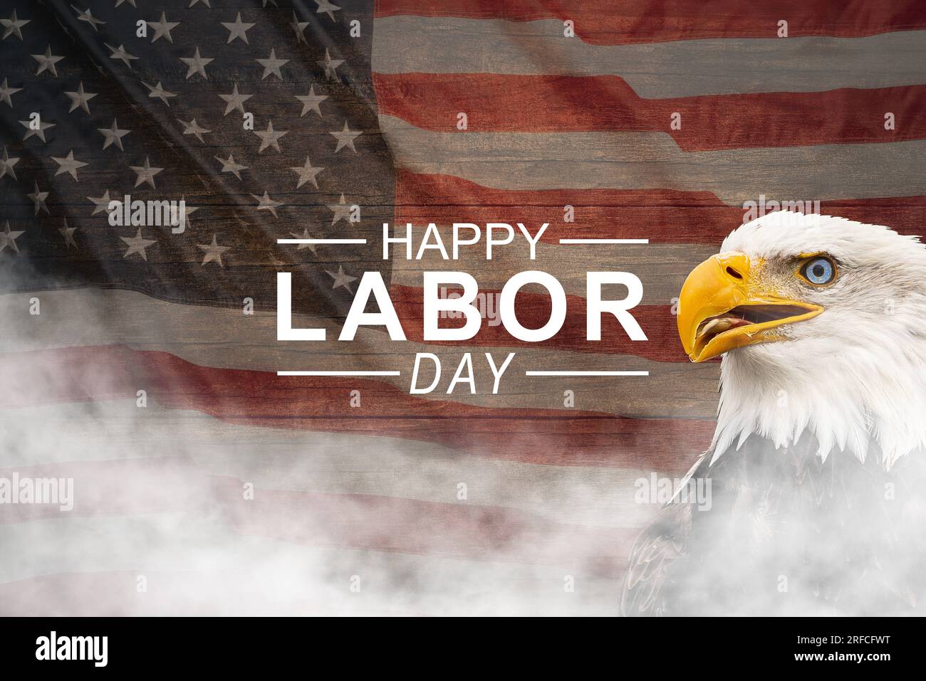 Happy Labor day banner, American patriotic background. American Bald