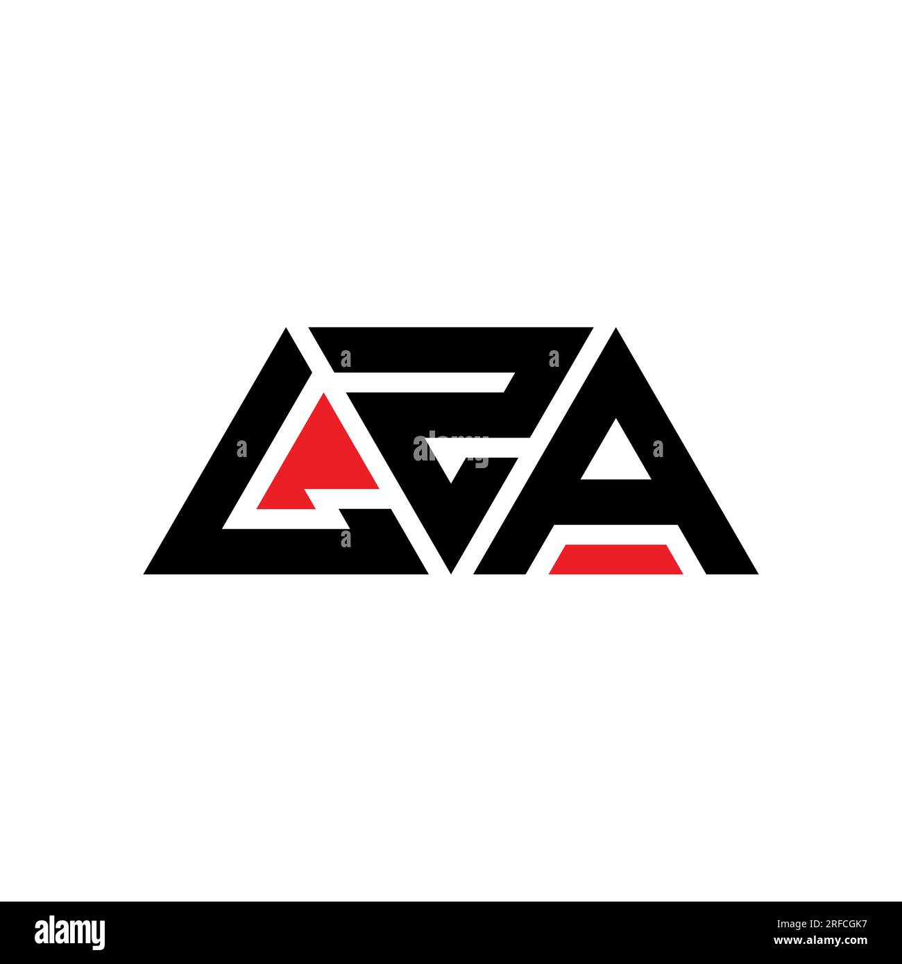 LZA triangle letter logo design with triangle shape. LZA triangle logo design monogram. LZA triangle vector logo template with red color. LZA triangul Stock Vector