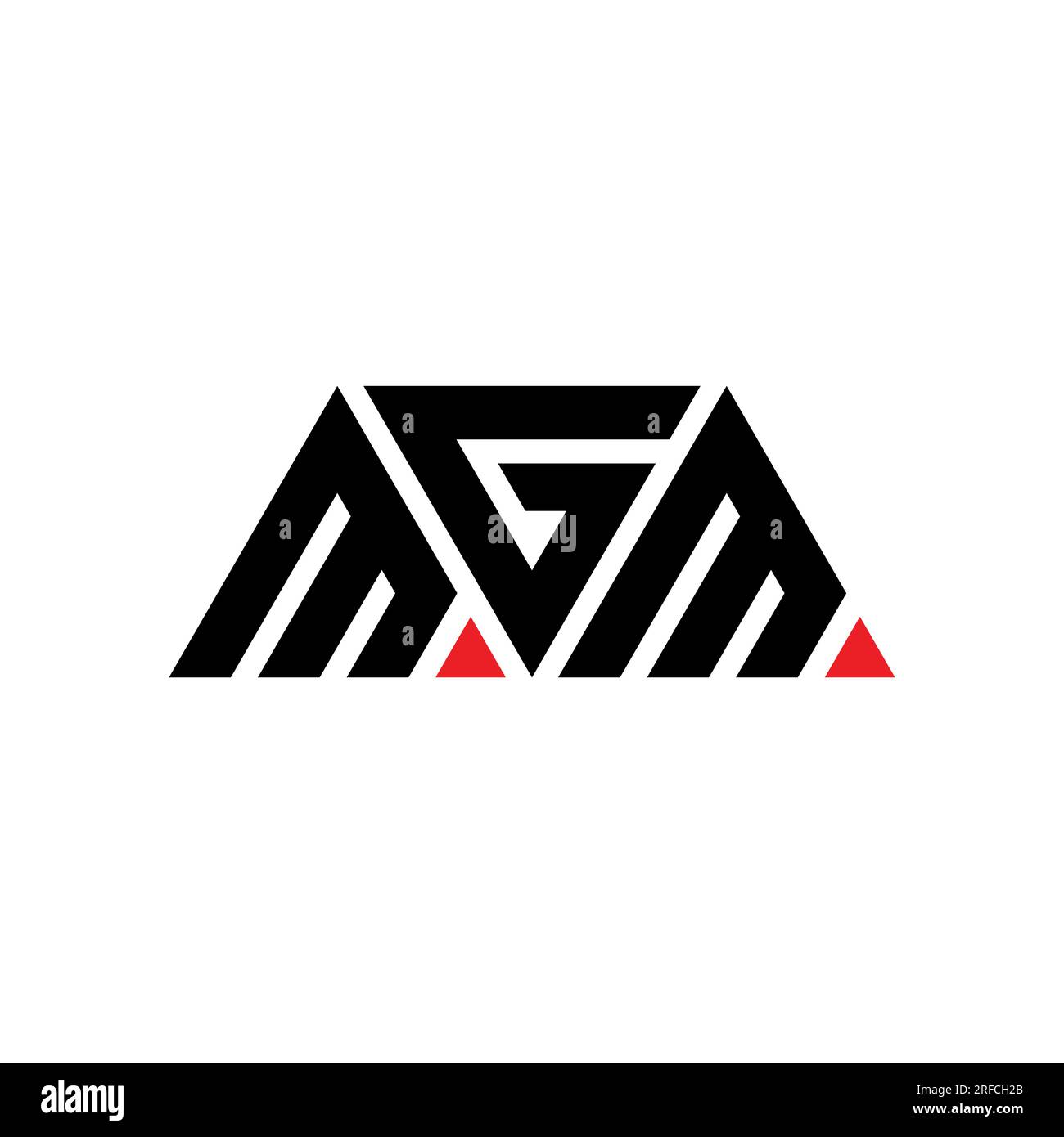 MGM triangle letter logo design with triangle shape. MGM triangle logo design monogram. MGM triangle vector logo template with red color. MGM triangul Stock Vector