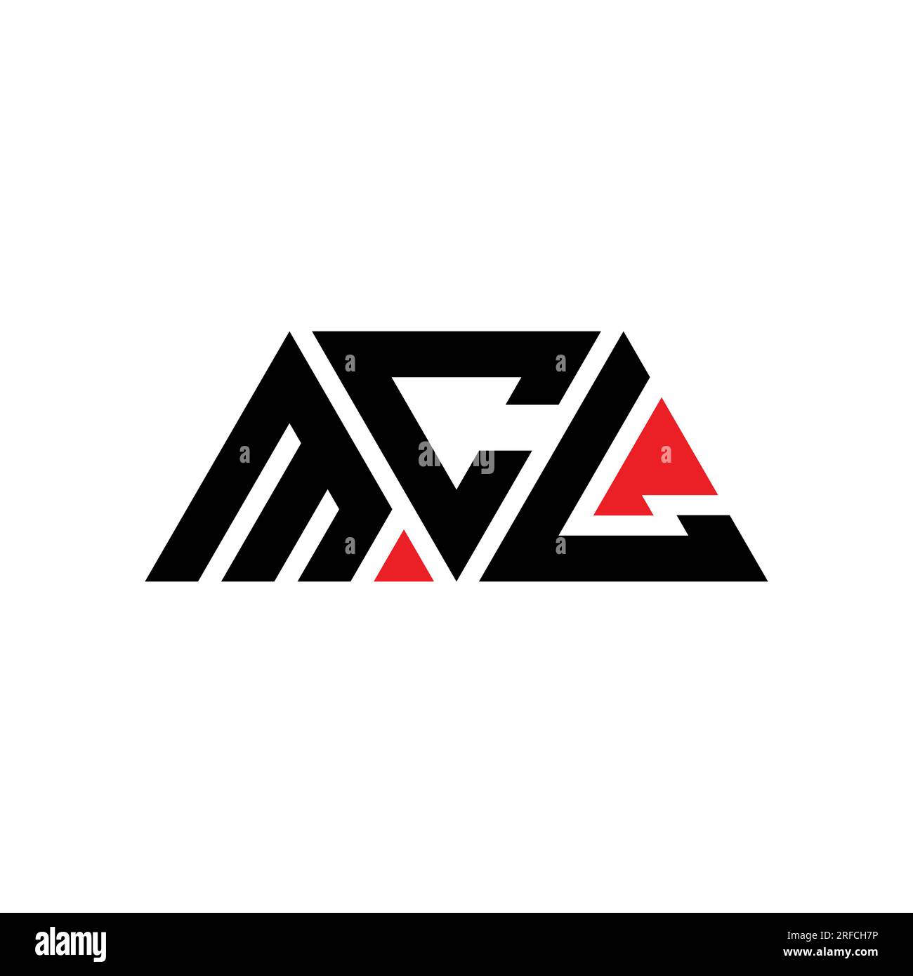 MCL triangle letter logo design with triangle shape. MCL triangle logo design monogram. MCL triangle vector logo template with red color. MCL triangul Stock Vector