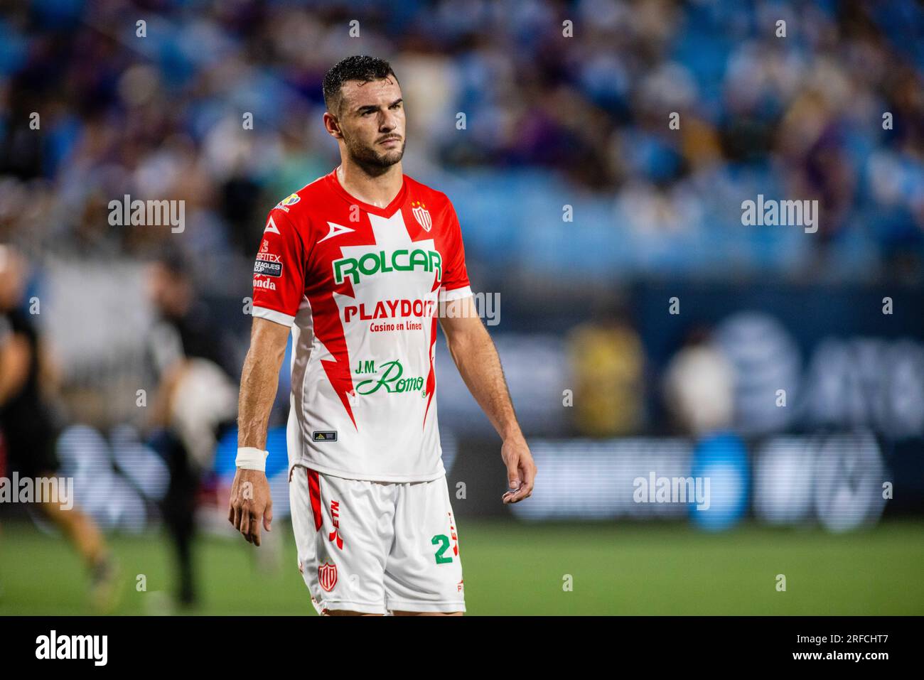 Charlotte, NC, USA. 29th July, 2023. Necaxa Fabricio Formiliano (2) during the first half of the Leagues Cup match up against the Charlotte FC at Bank of America Stadium in Charlotte, NC. (Scott KinserCal Sport Media). Credit: csm/Alamy Live News Stock Photo