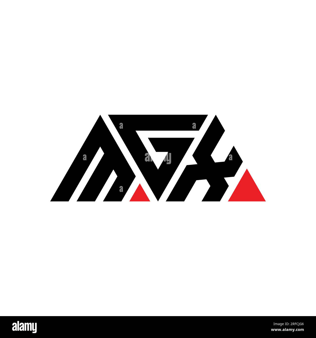 MGX triangle letter logo design with triangle shape. MGX triangle logo design monogram. MGX triangle vector logo template with red color. MGX triangul Stock Vector