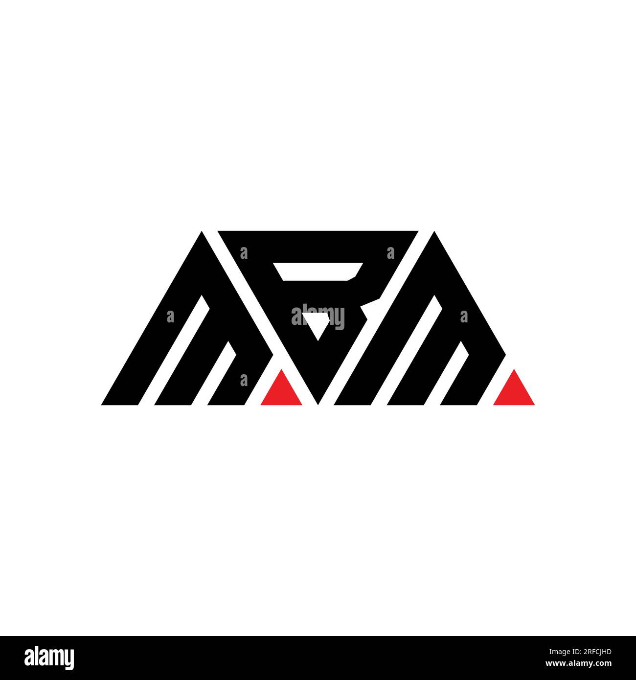 MBM triangle letter logo design with triangle shape. MBM triangle logo design monogram. MBM triangle vector logo template with red color. MBM triangul Stock Vector