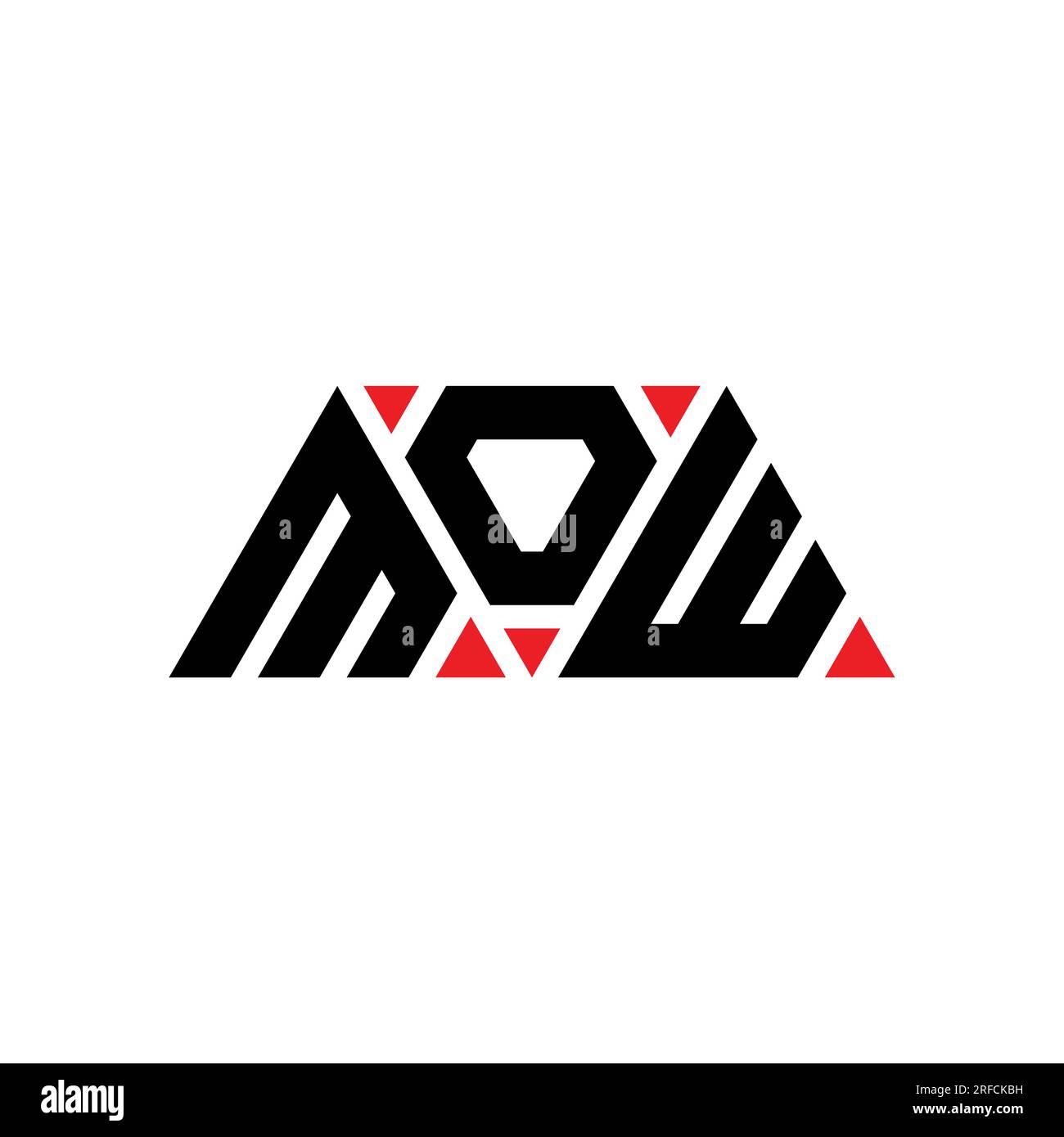 MOW triangle letter logo design with triangle shape. MOW triangle logo design monogram. MOW triangle vector logo template with red color. MOW triangul Stock Vector