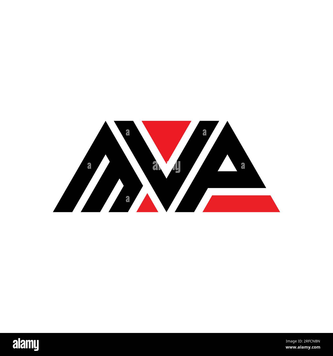 MVP triangle letter logo design with triangle shape. MVP triangle logo design monogram. MVP triangle vector logo template with red color. MVP triangul Stock Vector