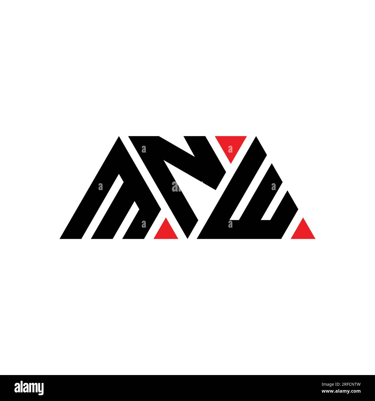 MNW triangle letter logo design with triangle shape. MNW triangle logo design monogram. MNW triangle vector logo template with red color. MNW triangul Stock Vector