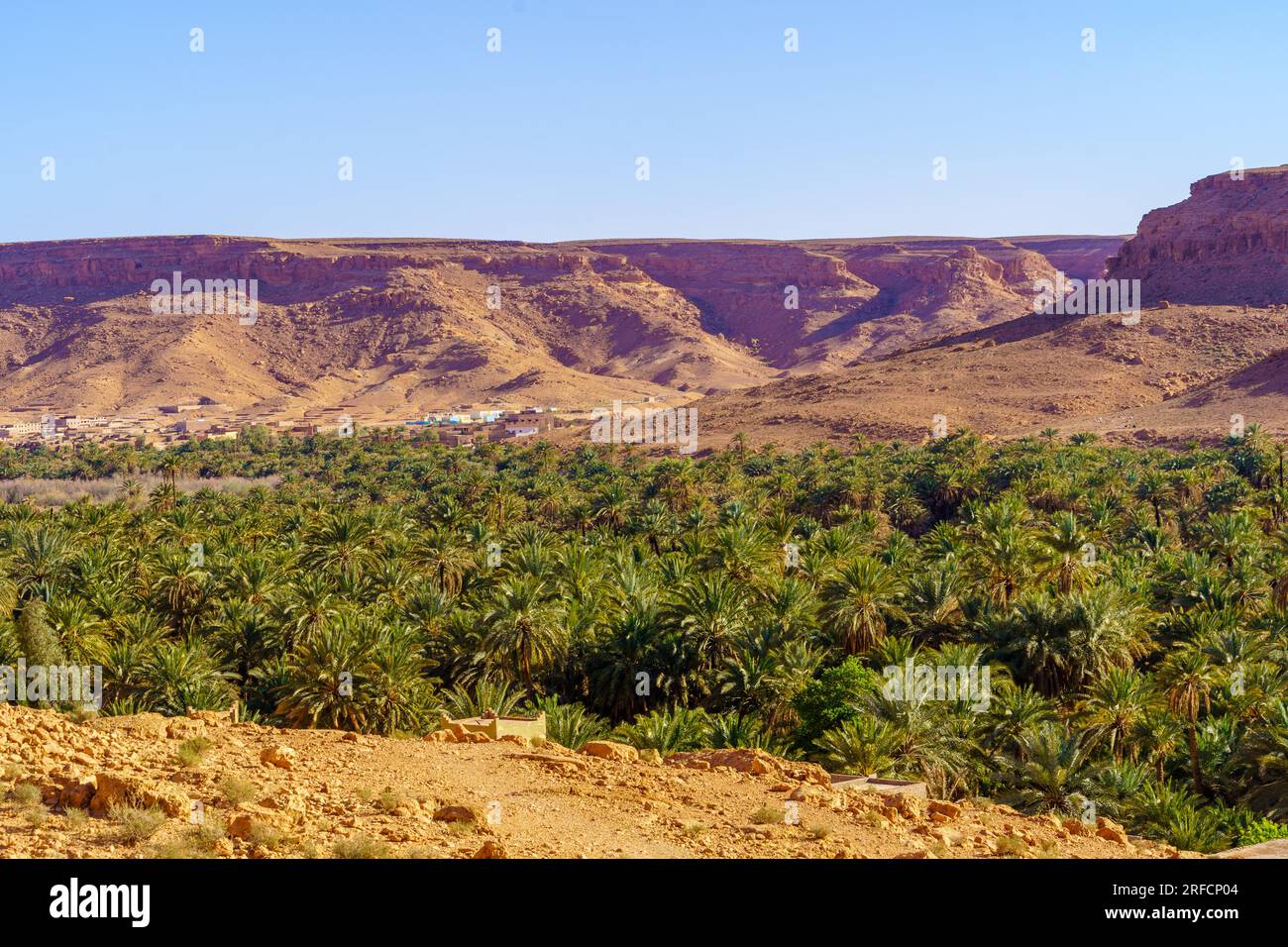 Landscape of the Ziz River Valley, the Middle Atlas Mountains, Morocco Stock Photo