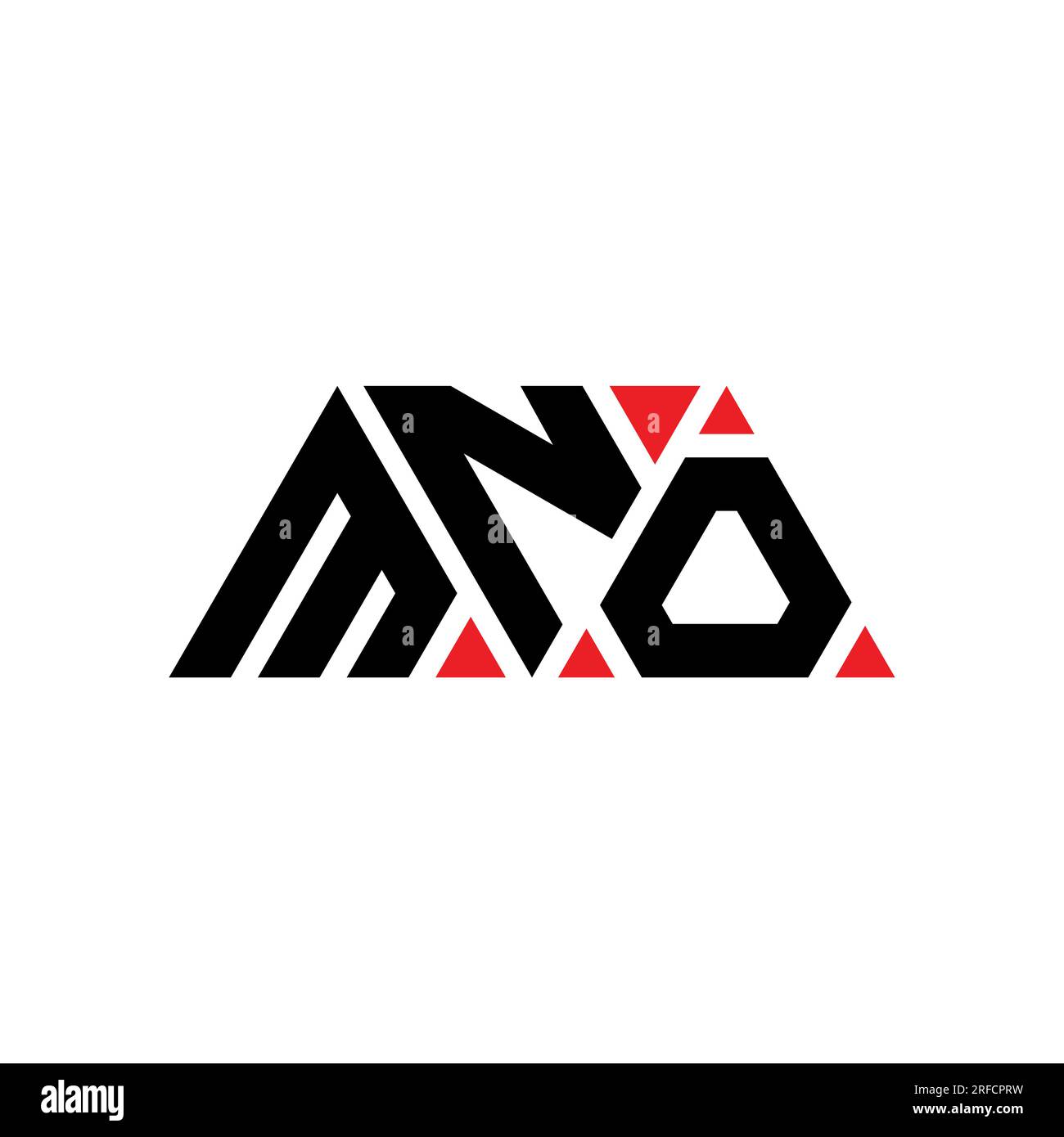 MNO triangle letter logo design with triangle shape. MNO triangle logo design monogram. MNO triangle vector logo template with red color. MNO triangul Stock Vector