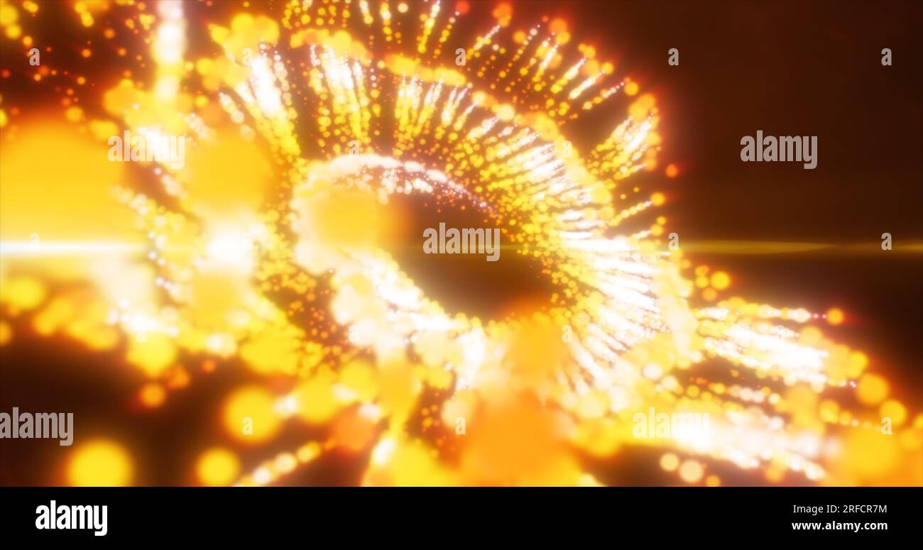 Abstract flying in a spiral in a whirlwind exploding yellow bright ...