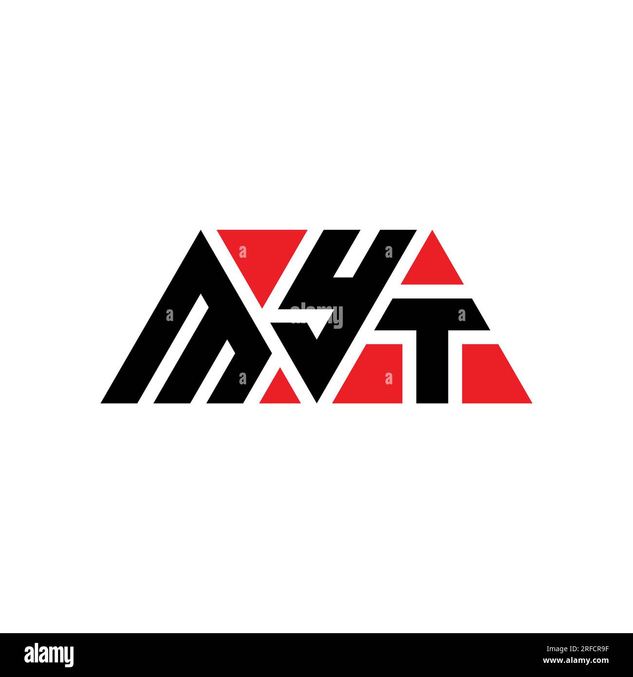MYT triangle letter logo design with triangle shape. MYT triangle logo design monogram. MYT triangle vector logo template with red color. MYT triangul Stock Vector