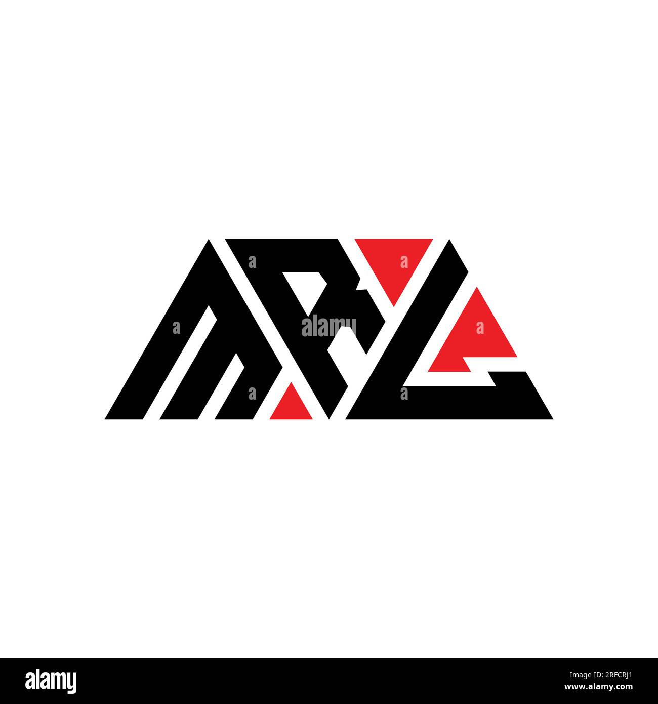 MRL triangle letter logo design with triangle shape. MRL triangle logo design monogram. MRL triangle vector logo template with red color. MRL triangul Stock Vector