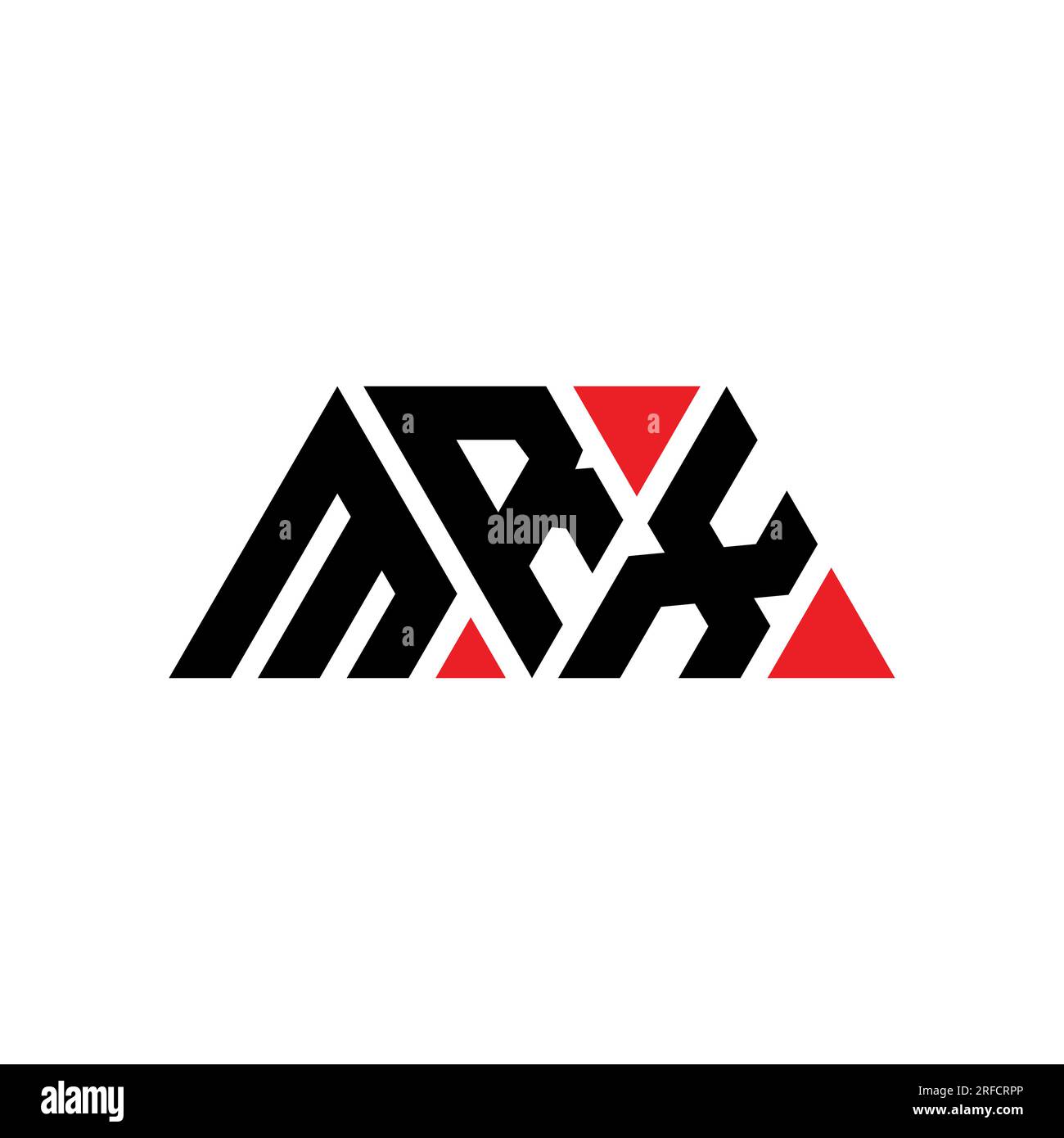 MRX triangle letter logo design with triangle shape. MRX triangle logo design monogram. MRX triangle vector logo template with red color. MRX triangul Stock Vector