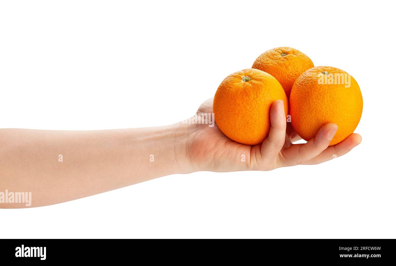 orange group in hand path isolated on white Stock Photo Alamy