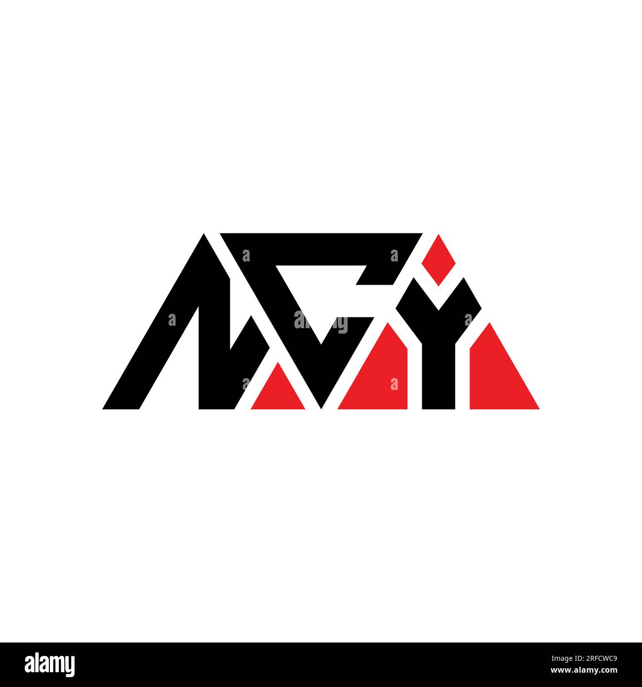 NCY triangle letter logo design with triangle shape. NCY triangle logo design monogram. NCY triangle vector logo template with red color. NCY triangul Stock Vector
