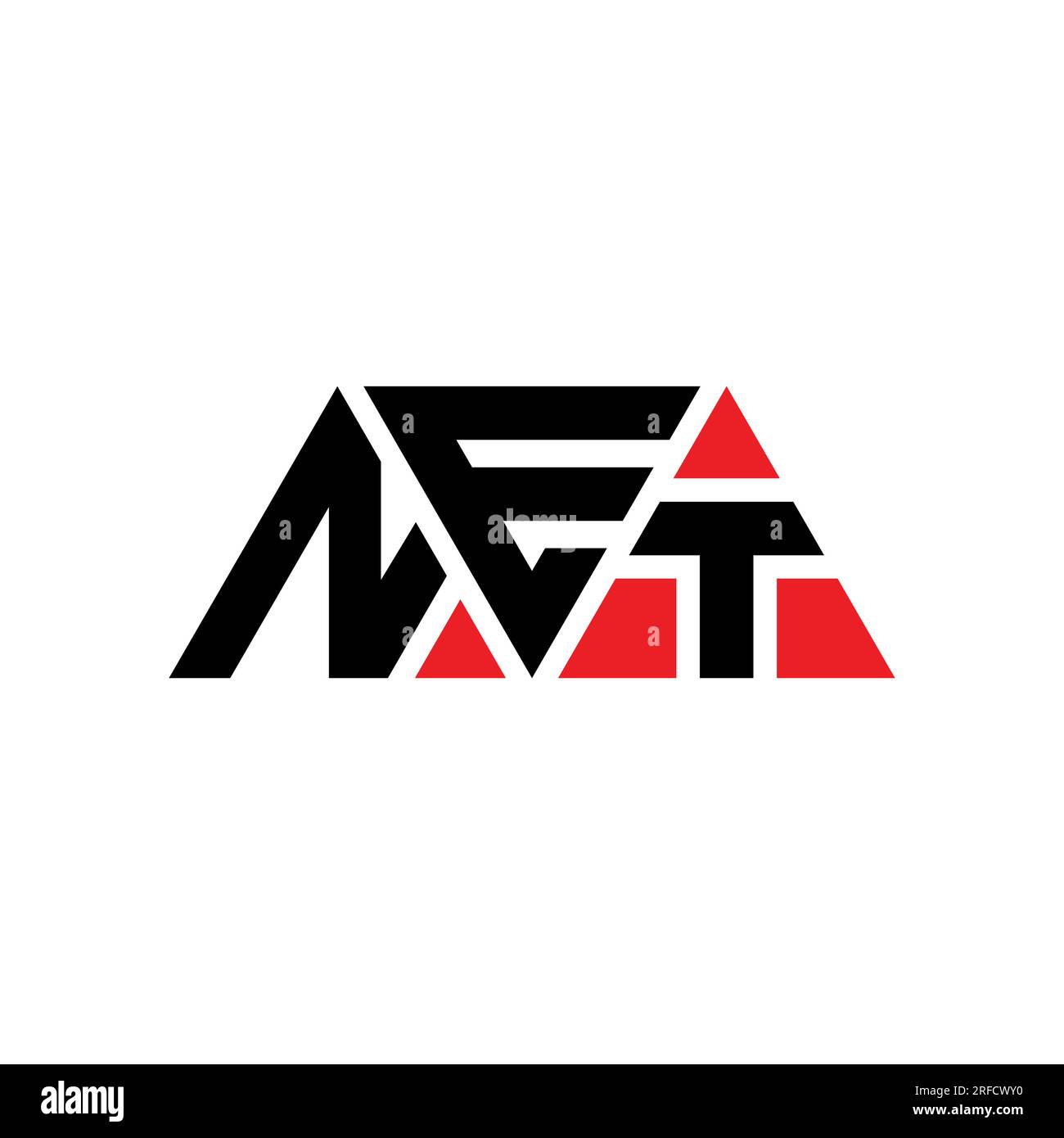 NET triangle letter logo design with triangle shape. NET triangle logo design monogram. NET triangle vector logo template with red color. NET triangul Stock Vector