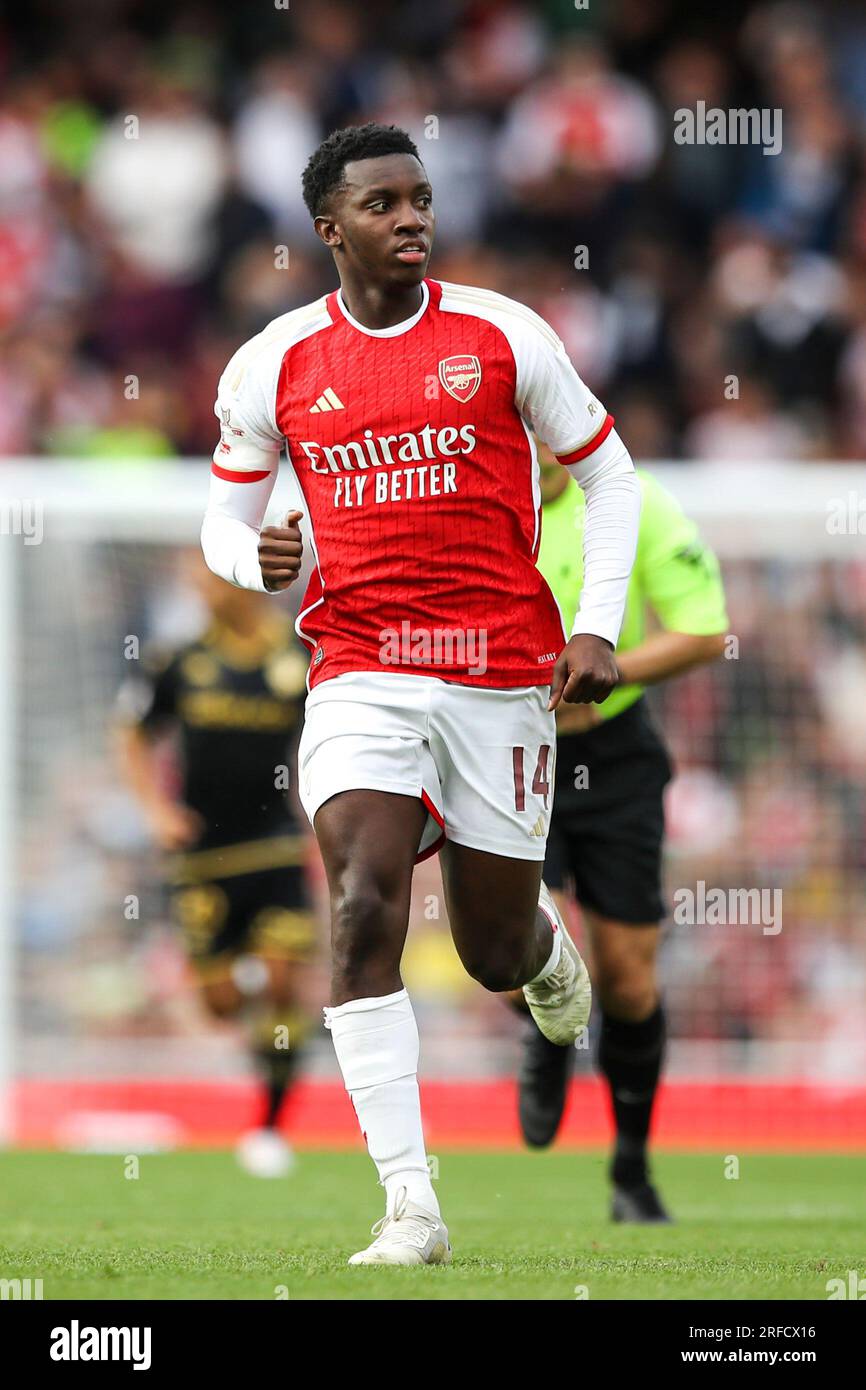 Eddie Nketiah of Arsenal during the Emirates Cup match between Arsenal and AS Monaco at the Emirates Stadium, London on Wednesday 2nd August 2023. (Photo: Tom West | MI News) Credit: MI News & Sport /Alamy Live News Stock Photo