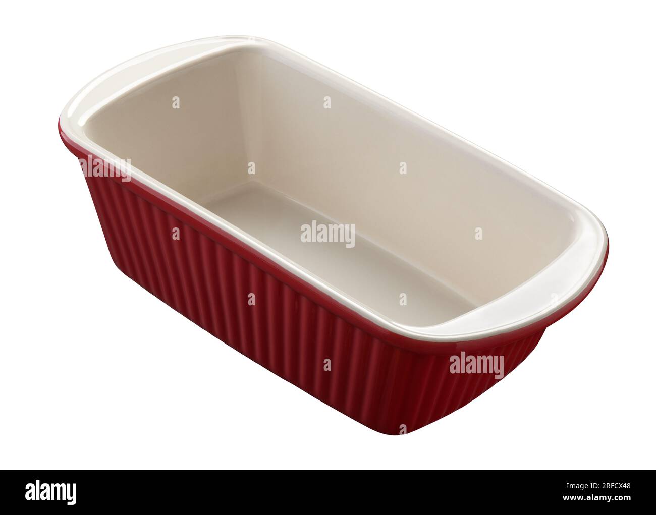 Red rectangular empty baking dish isolated on white background Stock Photo