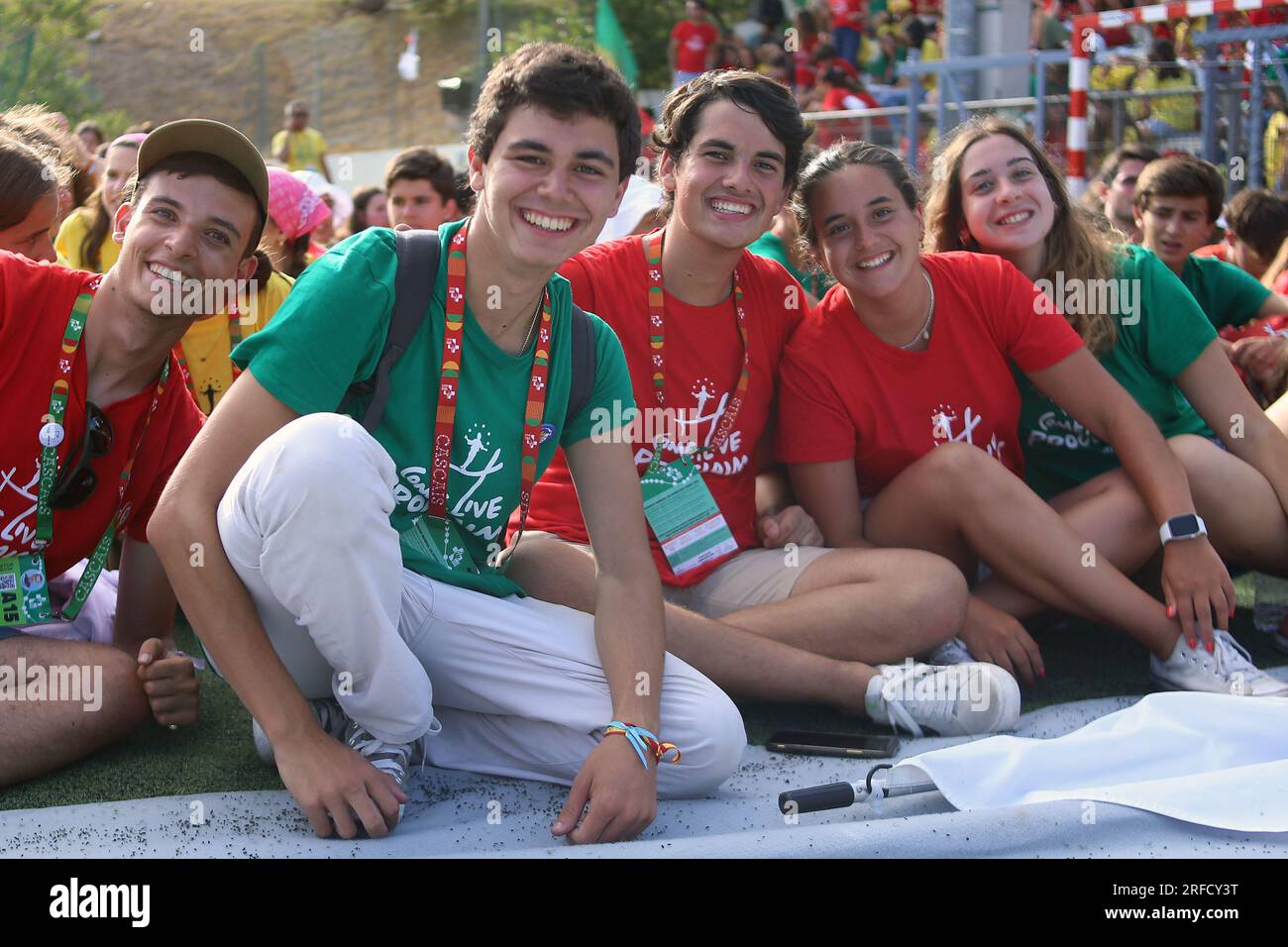 Lisbon, Portugal. 02nd Aug, 2023. Portugal, Lisbon, 2023/8/2.Young people gather at the Salesian work in Estoril, on the Ocean, for Sym Day - the day of the Mgs (SYM), welcomed by the Rector Major and Mother Chiara Cazzuola, Mother General of the Daughters of Mary Help of Christians in Lisbon, Portugal, .Photograph by Joyce Mesquita/ Catholic Press Photo Credit: Independent Photo Agency/Alamy Live News Stock Photo