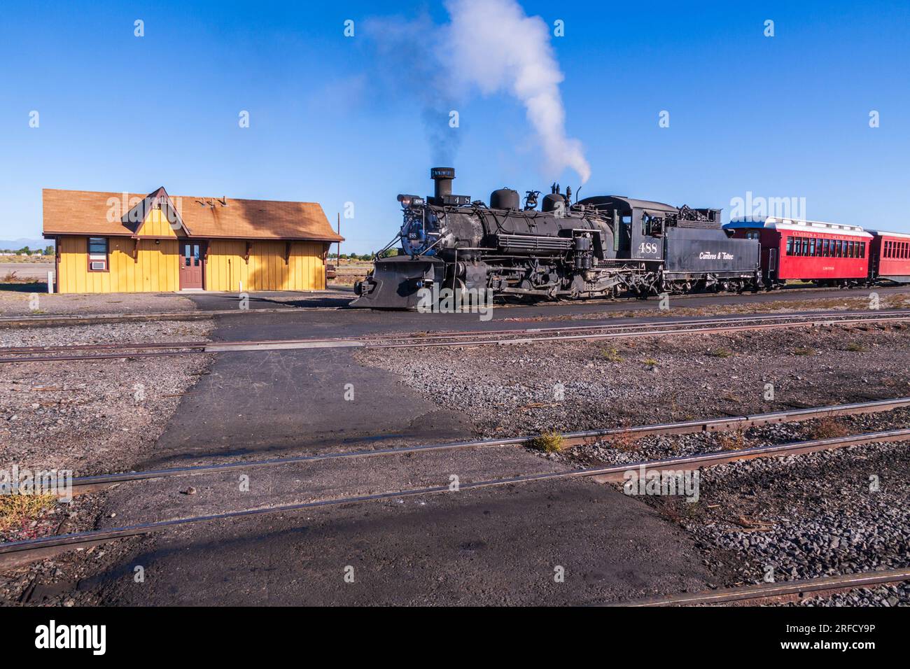 Steam Engine trains and railroad equipment at Cumbres and Toltec Narrow