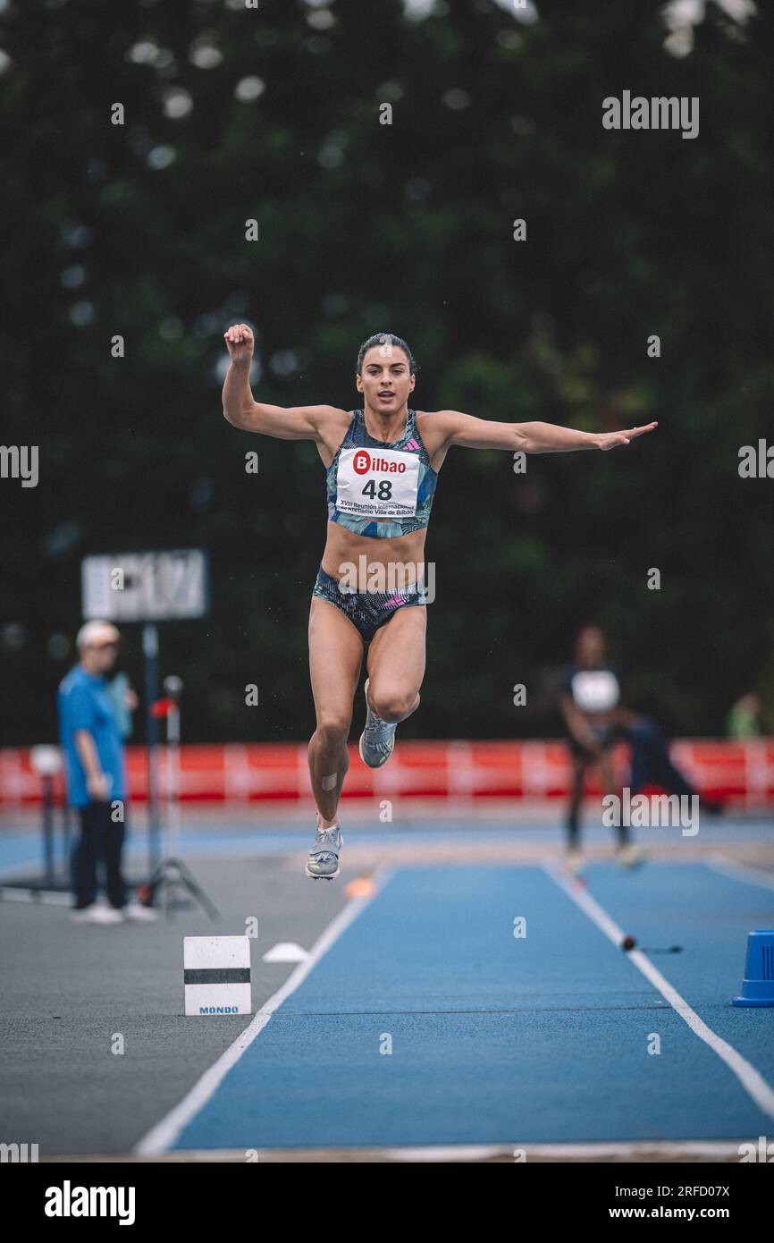 Dovilė Kilty jumping at the Bilbao International Meeting in Spain in ...