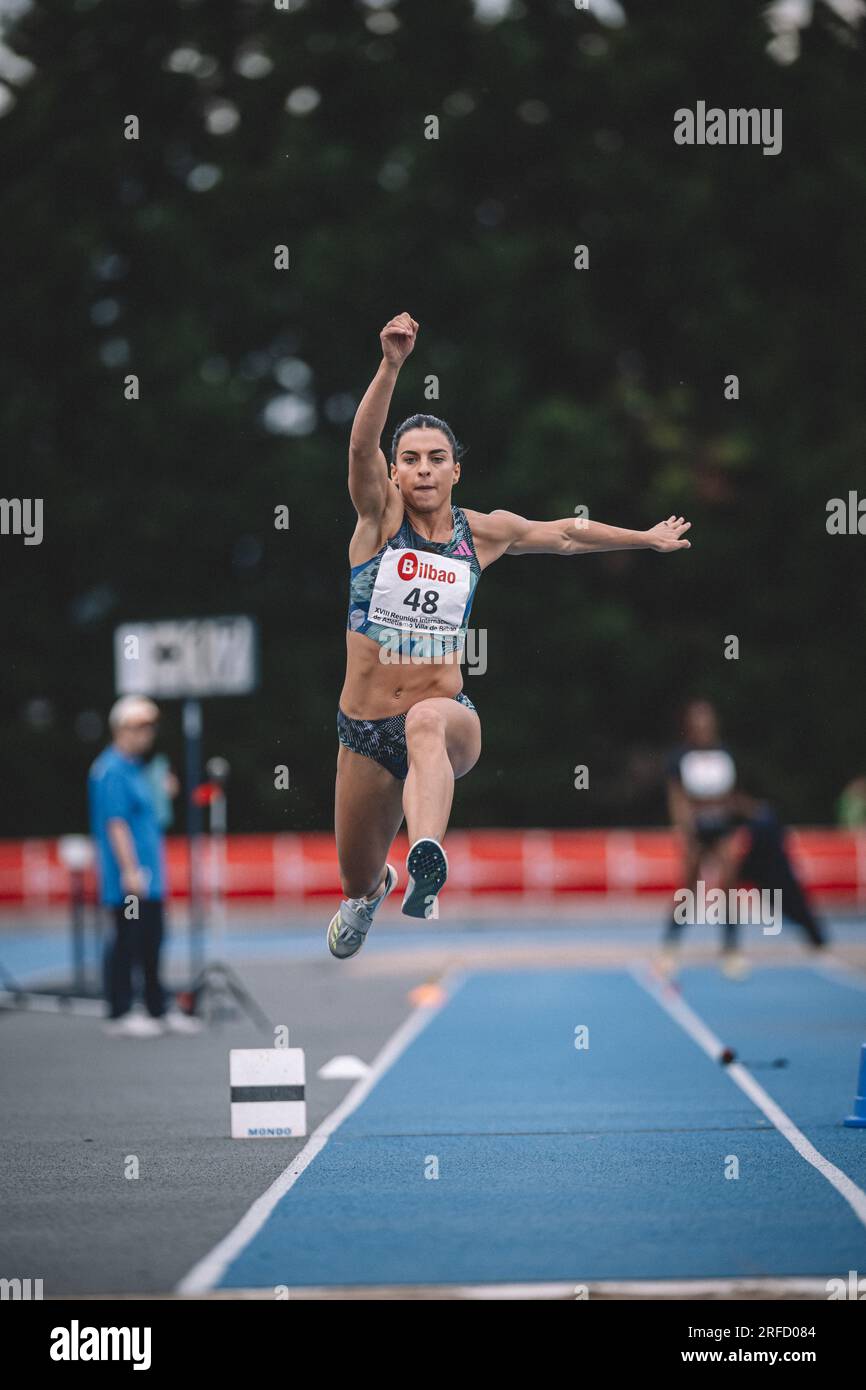 Dovilė Kilty jumping at the Bilbao International Meeting in Spain in ...